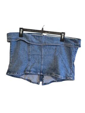 Denim Corset Zip strapless Top boho cottagecore layer date night chic coquette